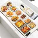 Extra Large Warming Mat for Food, (42"x15") Food Warming Mat with Countertop Insulation Pad, 6 Level Temperature & 6 Hours Timer, Silicone Food Heating Pad, Warming Trays for Buffets Party, Beige