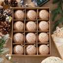 24 Pack Velvet Christmas Ball Ornaments 60mm/ 2.36'' Bow Christmas Tree Decorations Xmas Ornaments for Tree Home Coquette Room Birthday Party Front Door Wedding Holiday Decor (Brown)