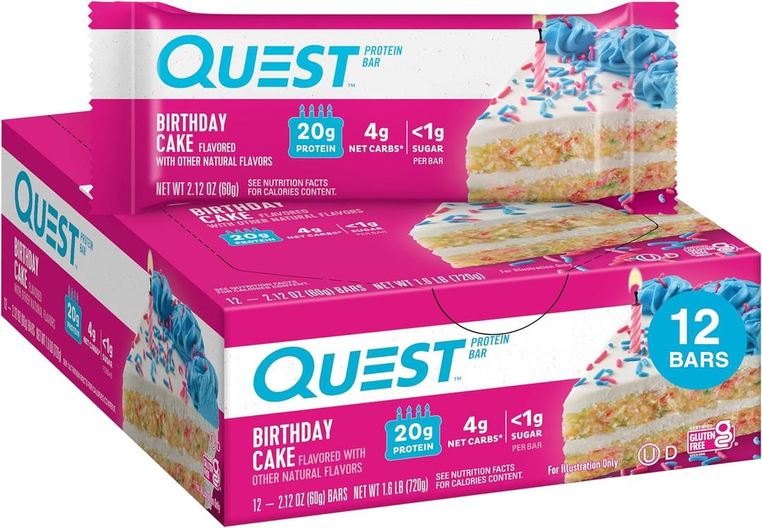 Quest Protein Bar - Birthday Cake (12 Bars), BBD 2/6/26