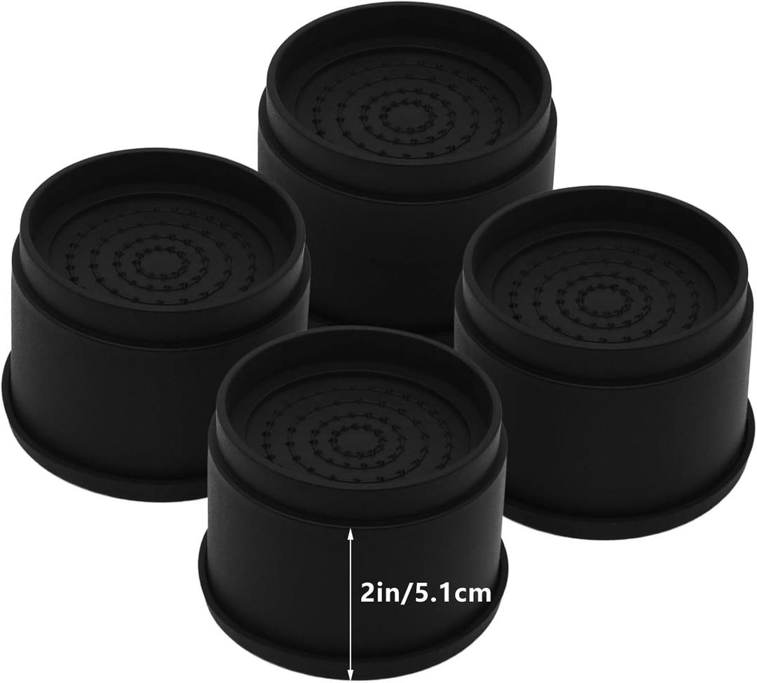 4 Sets Furniture Risers 2 inch Black Bed Risers, Heavy Duty Round Stackable Bed Lifts Risers 2" or 4" for Table, Sofa, Couch, Desk, Adjustable Bed Frame Risers