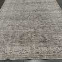 Machine Washable Rugs for Living Room: 9x12 Area Rugs for Bedroom Vintage Stain Resistant Non Slip Low Pile Lightweight Boho Carpet for Kitchen Dining Room Farmhouse Kids Room Nursery (Brown and Grey)