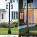 PARTPHONER Dusk to Dawn Outdoor Lamp Post Light 2-Head, Hardwired Street Light Post for Outside Metal Pole Light Outdoor Lighting with Water Glass Shade for Garden Patio Backyard Walkway Driveway