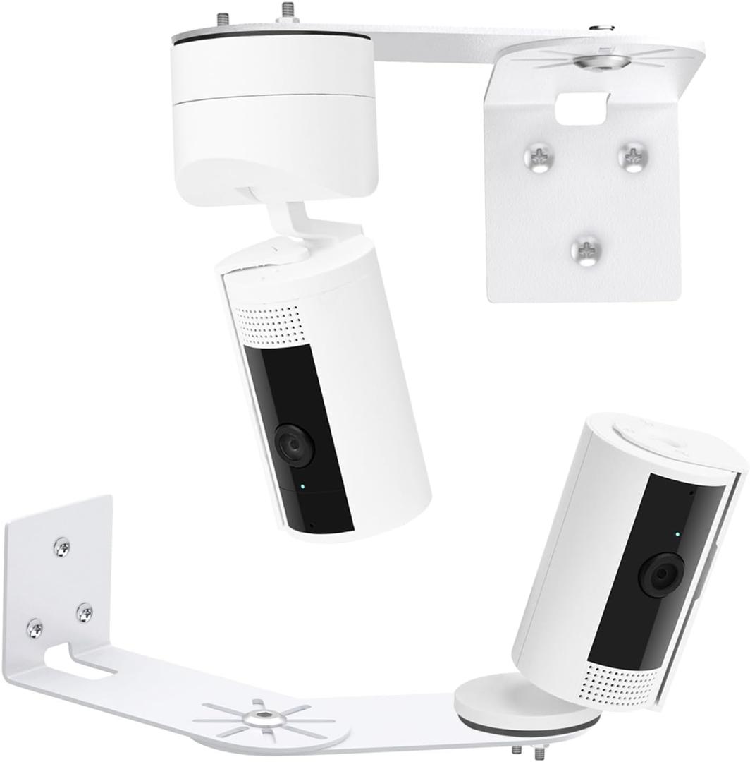 2Pack CaGuan Adhesive Wall Mount Bracket for  Indoor Cam (2nd Gen & 1st Gen), R/ing Pan-Tilt Indoor Cam, Metal Adjustable Mount Bracket with Max Cover Both Sides of House 300, Outdoor Use