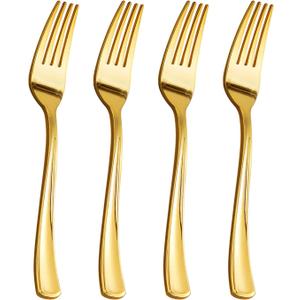 Goodluck 150 Pack Gold Plastic Forks, Heavy Duty Forks Disposable, Plastic Cutlery Perfect for Weddings, Parties, Dinners and Thanksgiving