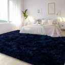 Large Area Rugs for Living Room Bedroom, 10x14 Feet Navy Blue Fluffy Shag Rugs, Ultra Soft Shaggy Plush Fuzzy Modern Indoor Throw Floor Carpet for Girls Boys Dorm Nursery Home Decor Aesthetic
