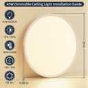 20 Inch Flush Mount Ceiling Light with Remote, 45W Dimmable LED Fixture 4500LM, 3000K-6500K Adjustable, Round Ceiling Lamp for Bedroom, Kitchen, Living Room, Dining Room, Bathroom, White