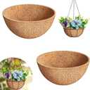 Riare 2 Pack 10 Inch Round Coco Liners Replacement- 100% Natural Coconut Coir Liners for Hanging Baskets, Garden Flower Vegetables Planter Pot, Window Box, Fence, Decks