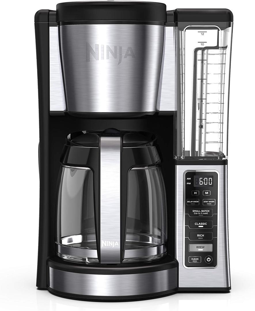 Ninja 12-Cup Programmable Coffee Brewer, 2 Brew Styles, Adjustable Warm Plate, 60oz Water Reservoir, Delay Brew - Black/Stainless Steel Ninja 12-Cup Programmable Coffee Brewer, 2 Brew Styles, Adjustable Warm Plate, 60oz Water Reservoir, Delay Brew - Black/Stainless Steel