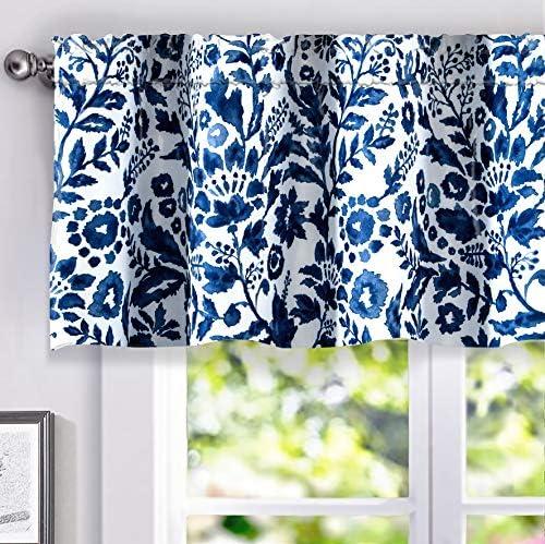 DriftAway Julia Lined Valance Double Layer Thermal Insulated Room Darkening Blackout Valances 3 Inch Rod Pocket Window Valance for Bathroom Living Room 52 Inch by 18 Inch Navy