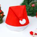 Elcoho 20 Pack Santa Red Hat Short Plush with White Cuffs Non-Woven Fabric Christmas Hat Santa Hat for Adults (Red) (Red)