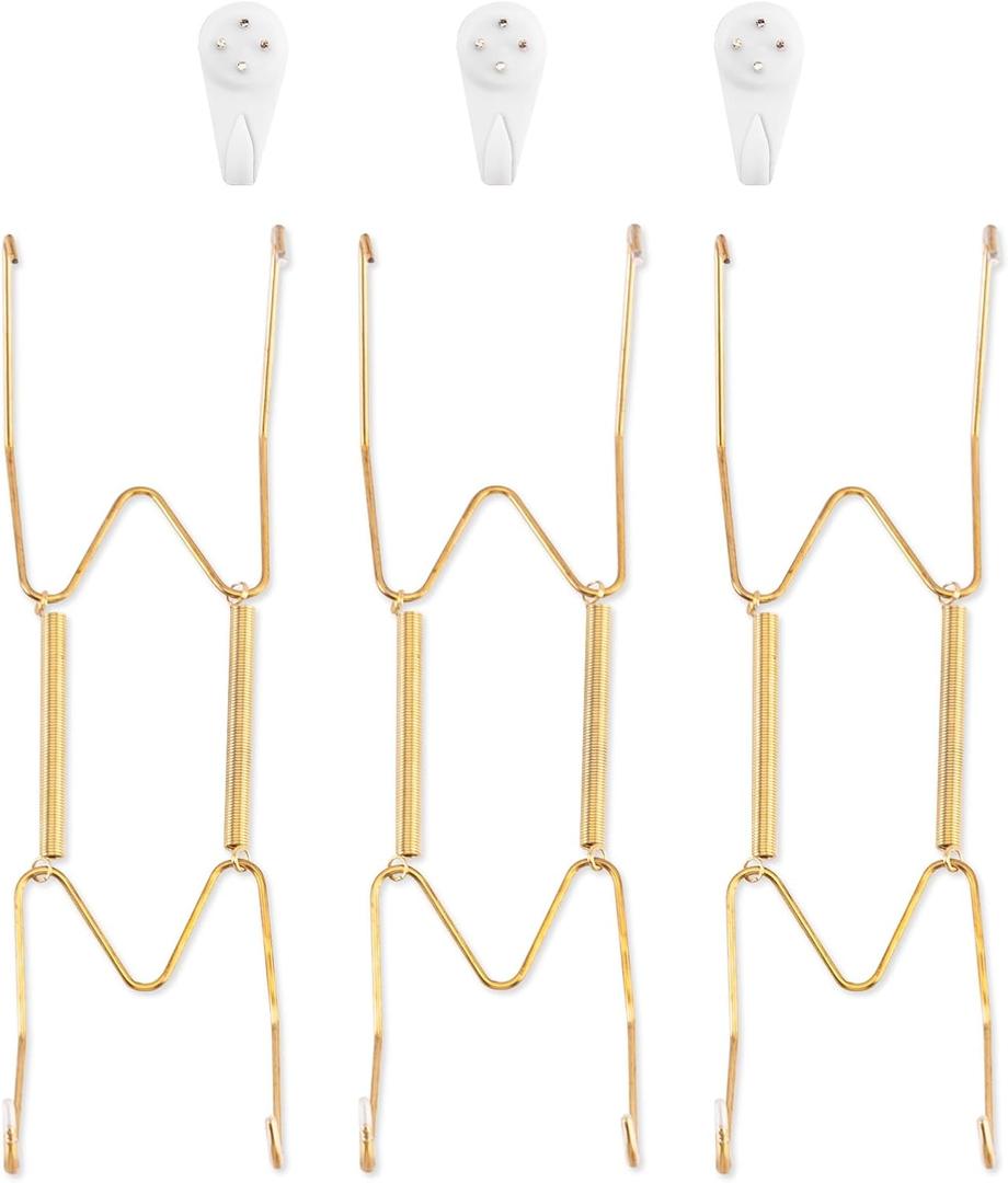 Bilillo 3 Pack Plate Hangers for Wall, Suitable for 8-10 Inch Art, Stainless Steel Invisible Heavy Duty Wire Holder With Wall Hooks for Displaying Plates, Platters, Dishes