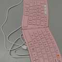 MEETION Ergonomic Foldable Bluetooth Keyboard, Split Compact Portable Keyboard for Business Travel, Ultra-Thin Folding Rechargeable Wireless Keyboards for iOS Android Windows Mac Tablet PC, Pink