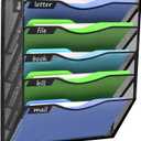 Kuntine.B Wall File Organizer Office Hanging Magazine Holder Wall File Organizer for Office Home (Black, 5 Tier)