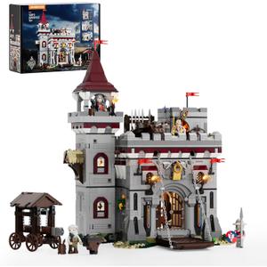 Medieval Castle Armory Lighting Building Bricks Set - Middle Ages City Town Modular Collection Display Kit with Minifigures 2895 Pcs for Adults & Teens