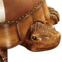 Wood Ottoman Footstool,Sofa StoolLeather Upholstered Vintage Turtle Footrest Stool with Wheels (Multi-Colored)