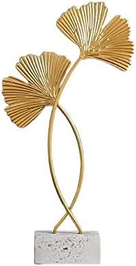 Leadigol Golden Ginkgo Leaves Figurines Statue, Leaf Shape Sculpture Desktop Decor Nordic Office Living Room Ornaments Home Decoration(AL)