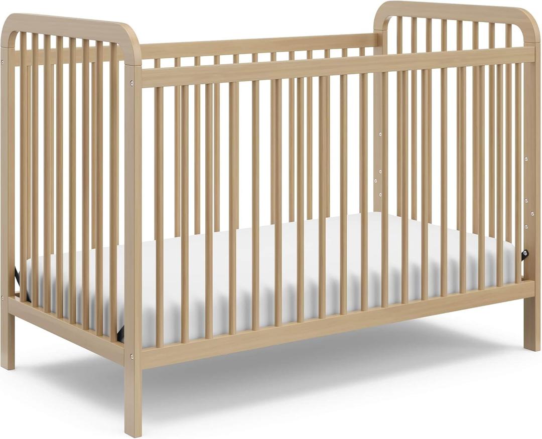 Storkcraft Pasadena 3-in-1 Convertible Crib – GREENGUARD Gold Certified, 100% Solid Wood, Fits Standard Crib Mattress, Converts to Toddler Bed and Daybed, 4 Mattress Heights (Driftwood), 29.5"L x 53.7"W x 39.2"H