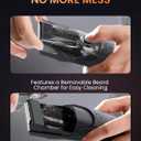 Vacuum Beard Trimmer for Men, Rechargeable Electric Mens Beard Trimmer with Adjustable Length Comb (1-20mm), Cordless Mustache Trimmer for Men with Built-in Vacuum for Facial, Sideburns (Glossy Black)