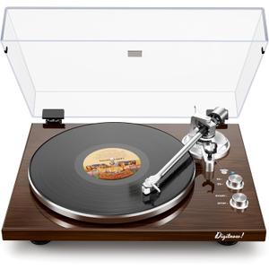 Belt Drive Turntable for Vinyl Record Player,Connect with Bluetooth Speakers or Active Speaker,Built-in Phono Pre-amp,USB Digital Output, Magnetic Cartridge,High-Gloss Wood Design(Brown)