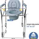 Bedside Commode Chair with Wheels, Heavy Duty Steel Frame Portable Toilets for Elderly with Adjustable Height, Bedside Commodes for Seniors, Portable Commode for Elderly