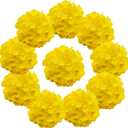 10 pcs Hydrangea Artificial Flowers, Silk Artificial Hydrangea Head with Stem Hydrangea for Bridal Wedding Baby Shower Home Party Decoration (Yellow)