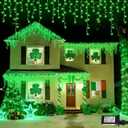 YEGUO 33ft 400 LED Icicle Christmas Lights Outdoor Waterproof, 80 Drops Icicle Lights Connectable, 8 Modes Icicle String Light with Memory(Green)