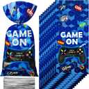 Pajean 100pcs Video Game Plastic Loot Bags Game on Favor Goody Candy Treat Bags for Themed Birthday Party(Blue)
