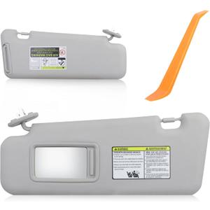 BULIAZY Car Sun Visor, Gray Sun Visor fit for Toyota Highlander 2008 2009 2010 2011 2012 2013 with Sunroof and Light Left Driver Side Sunvisor Replaces# 74320-48500-B0