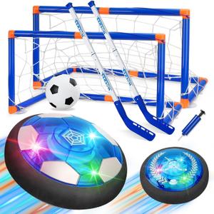 3-in-1 Hover Soccer Ball, Kids Toddler Hockey Set with LED Lights,Indoor Outdoor Toys for Kids, Soccer Gift for Boys 6-8 8-12, Birthday,Kids, Boys Girls Age 6, 7, 8, 9, 10, 11, 12