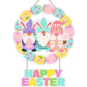 Happy Easter Spring Decor Sign for Home Room Wooden Wreaths Decorations, Funny Spring Gnomes Decorations for Home Room, Easter Gifts for Women Men Rabbit Lover