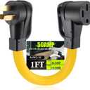 10-50P to 14-50R 50 Amp 6 AWG EV Charger Adapter Cord Compatible with NEMA, 3 Prong Male Stove to 4 Prong Female EV for Level 2 Charging, with Handle, STW 6 AWG/3C, 1FT, ETL Listed