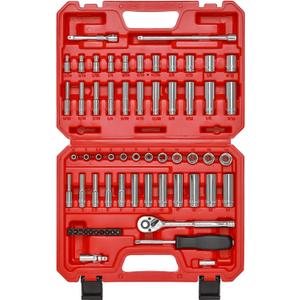 Mayouko 62 Pieces 1/4 Inch Drive Socket Set, SAE/Metric, 1/4" Dr. Socket Set with Ratchet and Adapters, 5/32-Inch - 9/16-Inch, 4mm - 14 mm