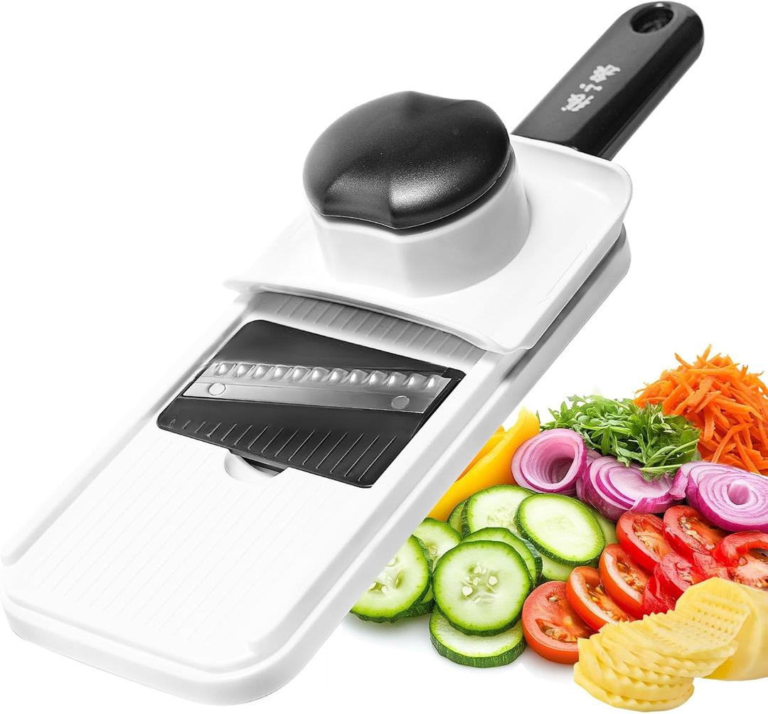 3-in-1 Handheld Mandoline Slicer - Stainless Steel Vegetable Cutter Shredder Cheese Grater with Comfort Grip, Ideal for Speedy Fruits & Vegetables Slicing