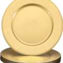 uxcell 10pcs Charger Plates Bulk 13 Inch Plastic Charger Plates Round Plate Chargers for Dinner Wedding Party Event Table Setting Decoration Gold
