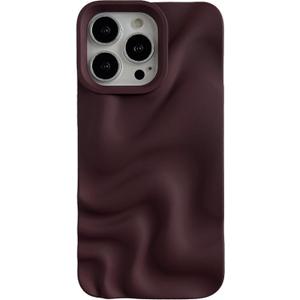 Caseative for iPhone 13 Pro Case,Water Ripple Pattern Wave Phone Case (Wine Red)