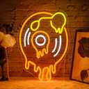 WLHOPE Melting Record Neon Signs for Wall Decor LED Lights Decorations for Live Music Studio Beer Bar, Light Sign Suitable for Dormitory Man Cave