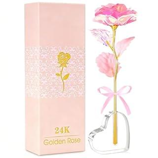 Mothers Day Mom Gifts for Women Grandma, Artificial Forever Birthday Flowers Galaxy Glass Eternal Roses with Heart Shaped Crystal Vase, Mother's Day Anniversary Wedding Rose Gifts for Wife Sister