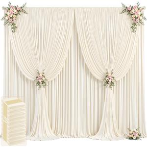50ft x 12ft Champagne Backdrop Curtains Wrinkle Free Backdrop Curtain for Wedding Parties Fabric Backdrops Drapes Back Drop Cloth Bridal Shower Stage Curtains Wedding Decorations for Reception