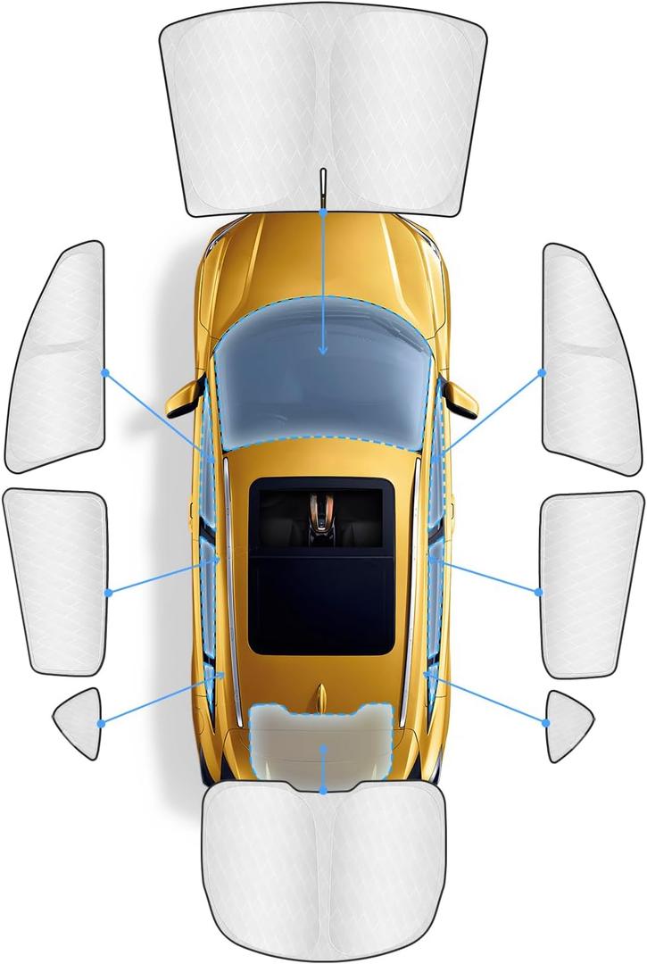 Ultra-Thickened Window Shades for Tesla Model Y 2020-2024 (Not fit for Juniper) Accessories for Model Y Side Window Cover Window All Window Front Windshield Side Window Full Set 8PCS
