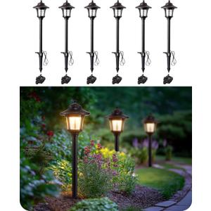 EDISHINE Low Voltage Landscape Lights, 12V 3W 120LM 3000K Seed Glass Outdoor Landscape Path Lights with Connectors, ORB Waterproof Electric LED Pathway Light Wired for Walkway Garden Yard, 6 Pack
