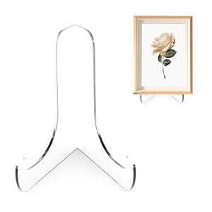 Boloyo 60-Degree Angle Acrylic Plate Display Stand , 3 Inch 2PC Clear Acrylic Display Holder Easel Base for Home Office Kitchen School Art Display White