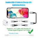 AGVEE 2 Pack 4 inch USB-C Female to Lightning Male Adapter, 30W Fast Charging Charger Converter for iPhone 14 13 12 11 Airpods iOS Device Carplay, Not for Audio, Dark Gray