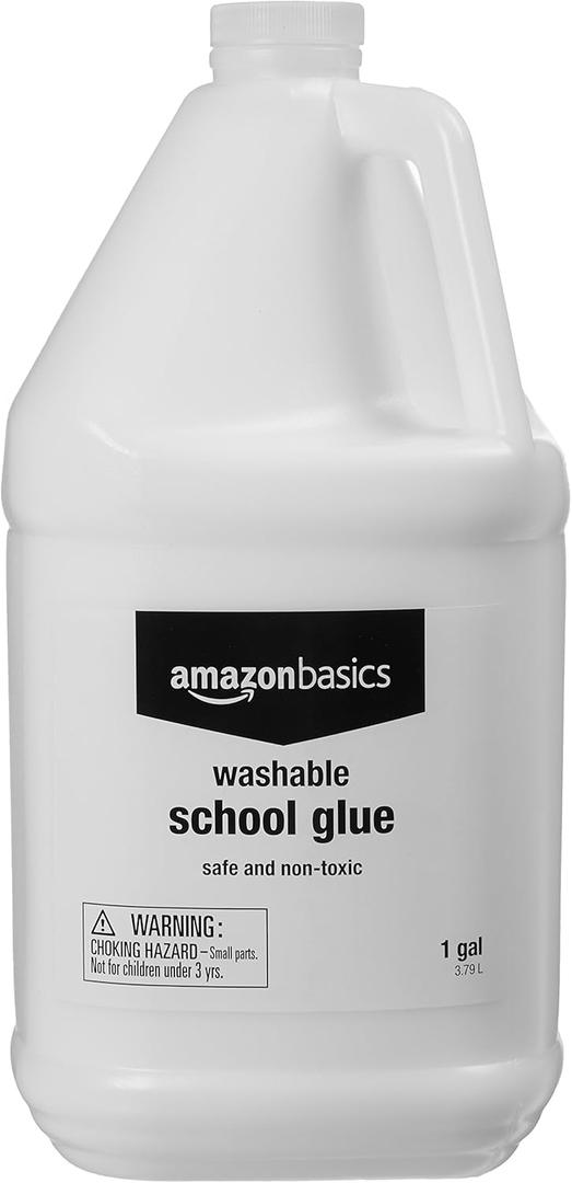 Amazon Basics All Purpose Washable School Craft Liquid Glue for Making Slime, White, Single Pack, 1 Gallon
