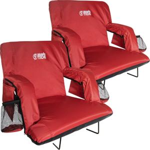 BRAWNTIDE Stadium Seat with Back Support - Comfy Cushion, Thick Padding, 2 Steel Bleacher Hooks, 4 Pockets, 2 Cup Holders, Reclining Back, Ideal Chair for Sport Events, Beaches, Camping, Concerts