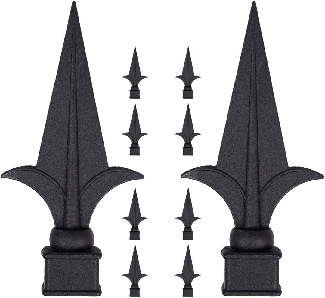 10Pcs Metal Trident Fence Toppers - Fits 1" Square Post Black Fences Finials Fence Caps for Garden Yard Lawn Iron Picket Fences Spire Decoration