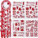48 Pcs Homecoming Mum Glitter Cut Out Sticker Senior Die Cut Stickers Homecoming Mum Supply Prom Corsage Placard Flowers Embellishment Centerpiece Accessories Game Dance Decor(Red Silver)