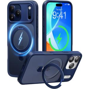 CASEKOO Ultra-Magnetic Stand for iPhone 17 Pro Max Case [Military Drop Protection] [Compatible with MagSafe] Shockproof Translucent Matte Slim Ring for iPhone 17 Pro Max Phone Case 6.9", Blue