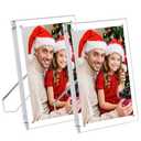 hansanti 2 Pack 4x6 (Full Size:5x7) Acrylic Picture Frames With Stand, Clear Magnetic Photo Frame, Frameless Tabletop Picture Frame with Magnets for Home Office Desktop Display Horizontal or Vertical