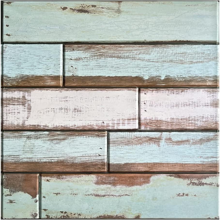Commomy 10 Pcs 3D Faux Wood Panels Peel and Stick -11.8"x11.8" Ultralight Thin PVC Stick on Wood Wallpaper for Kitchen, Bedroom, Living Room, Fireplace, RV, Retro Interior Wall Decor