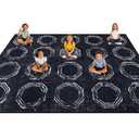 Classroom Rug Elementary, 6' x 9' Classroom Carpet, Polygonal Rug-Black